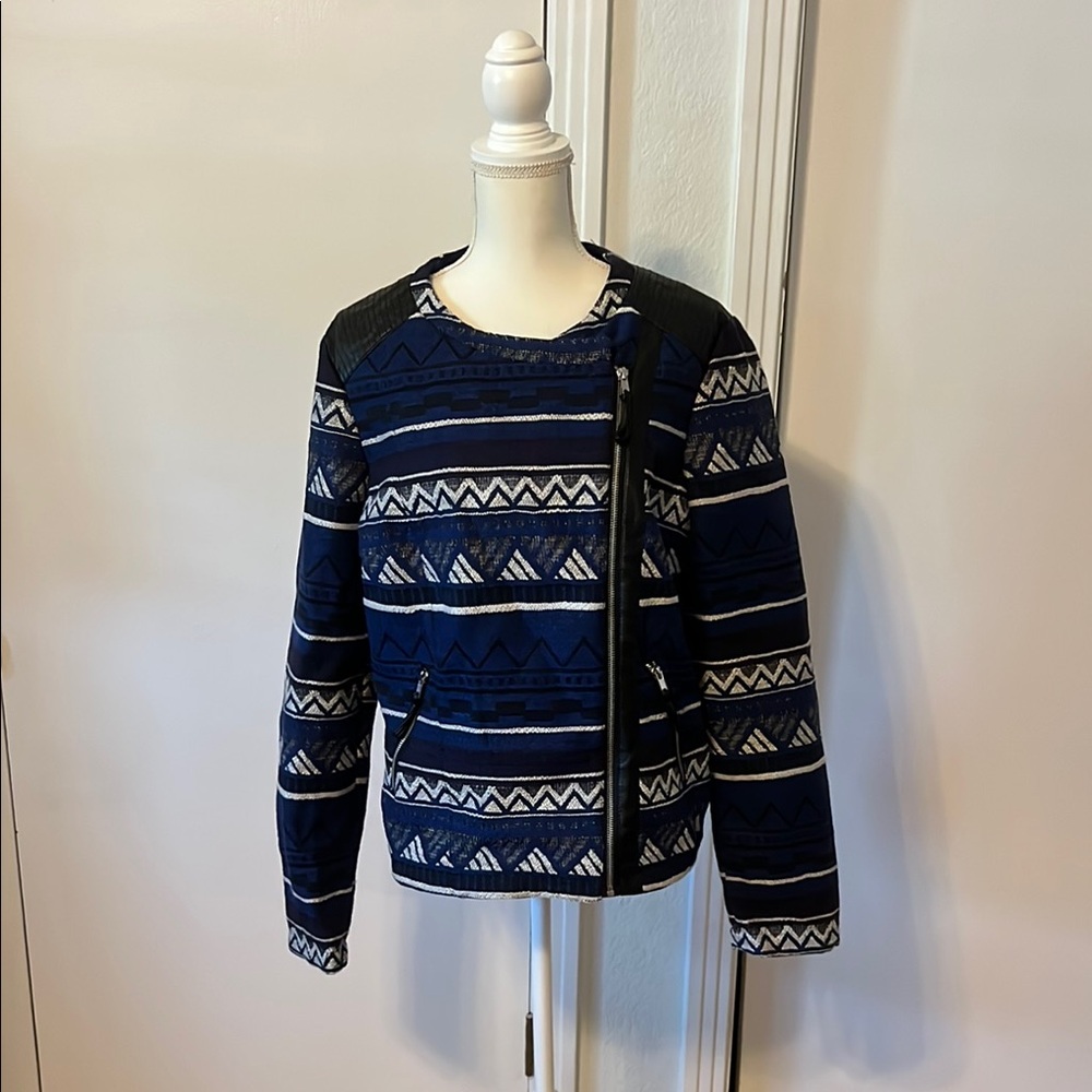 Navy and Black Geometric Pattern Jacket